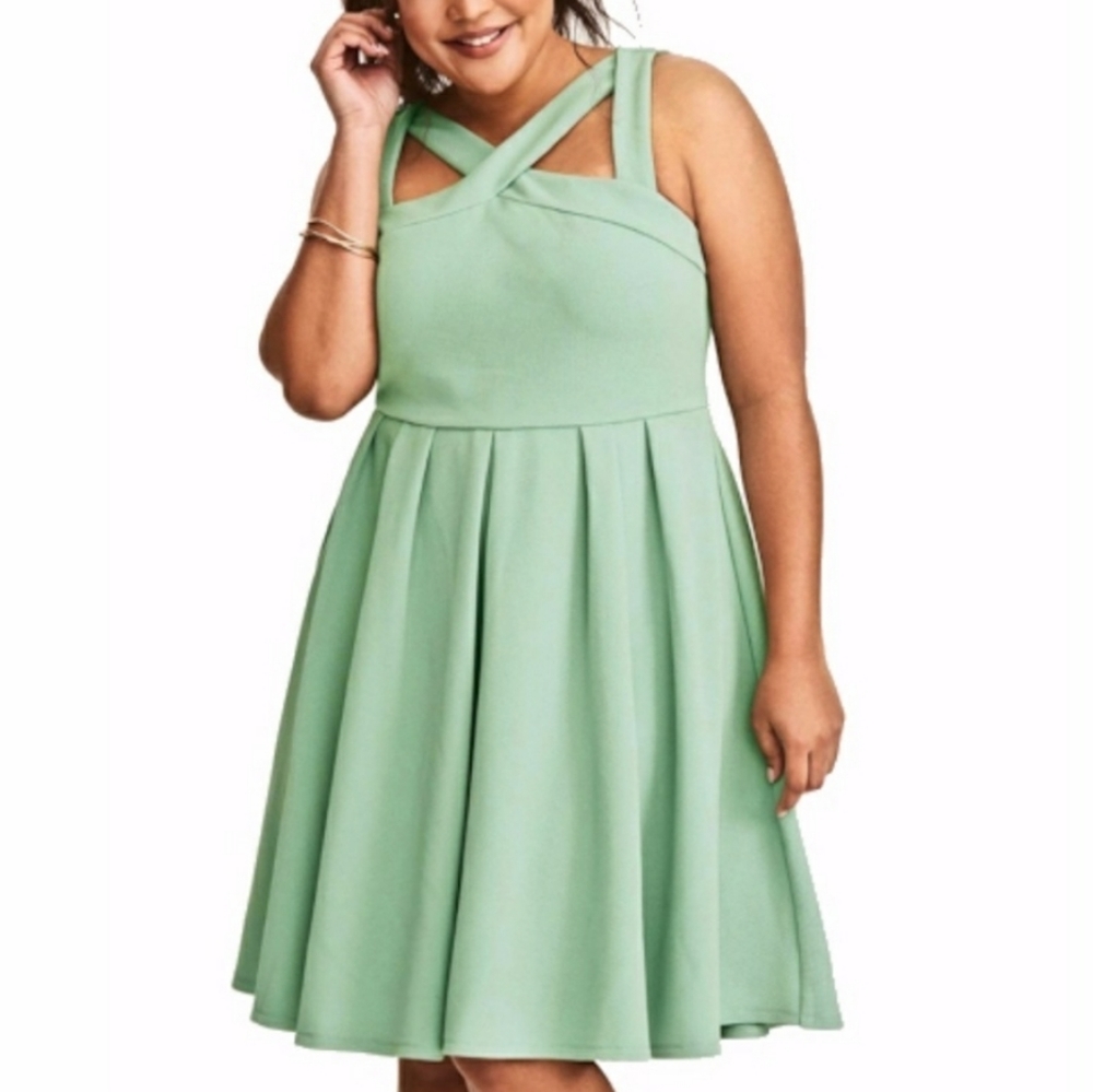 Torrid Mint Green Crisscross Front Swing Dress 2 - Picture 2 of 14